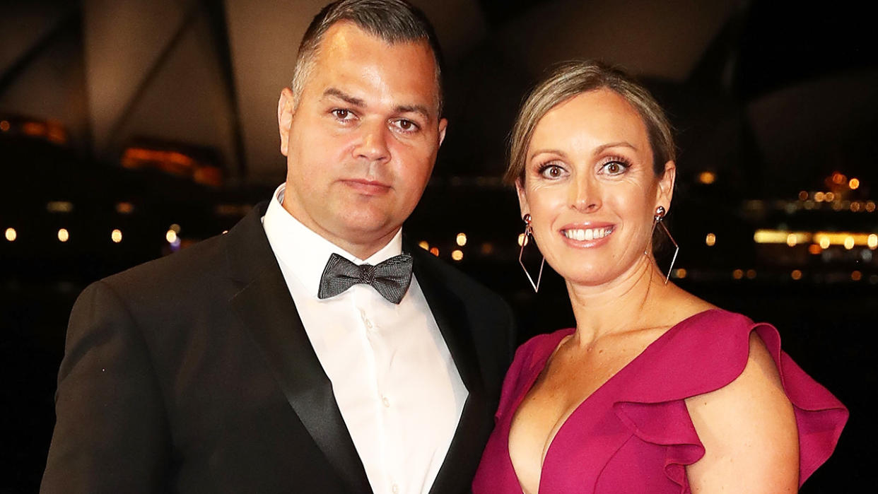 Anthony Seibold, pictured here with his wife at the 2018 Dally M Awards. 