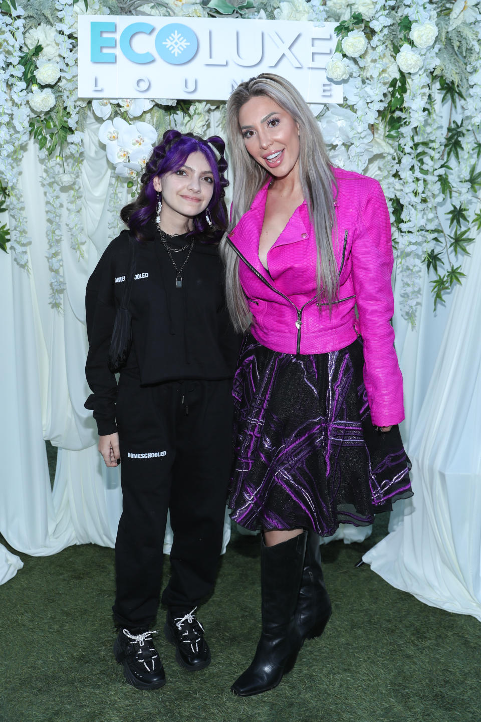 BEVERLY HILLS, CALIFORNIA - JANUARY 28: Sophia Abraham (L) and Farrah Abraham attend Debbie Durkin's Ecoluxe Film & Music Experience at The Beverly Hilton on January 28, 2022 in Beverly Hills, California. (Photo by Randy Shropshire/Getty Images for Durkin Entertainment)