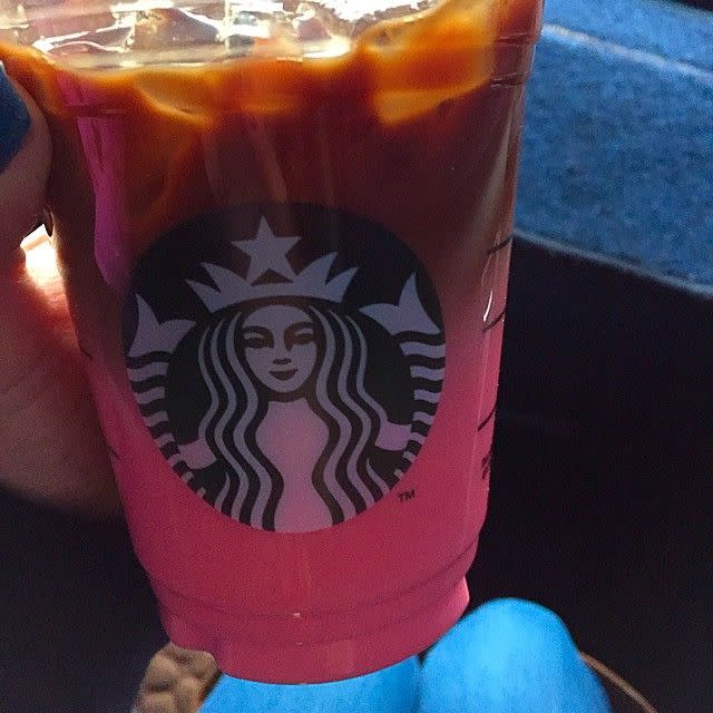 iced caramel macchiato with raspberry