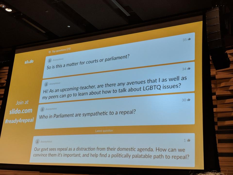 Over 120 questions were submitted via slido during the Ready4Repeal townhall discussion on 30 September, 2018. (PHOTO: Wong Casandra/Yahoo News Singapore)