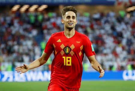 El delantero belga Adnan Januzaj festeja tras convertir frente a Inglaterra en su duelo por el grupo G de la Copa del Mundo de la FIFA en Kaliningrado, Rusia, jun 28, 2018. REUTERS/Fabrizio Bensch