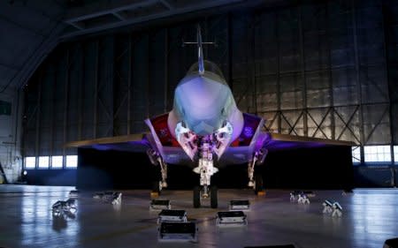 FILE PHOTO: A Lockheed Martin F-35 Lightning II fighter jet is seen in its hanger at Patuxent River Naval Air Station in Maryland, U.S., October 28, 2015.     REUTERS/Gary Cameron/File Photo