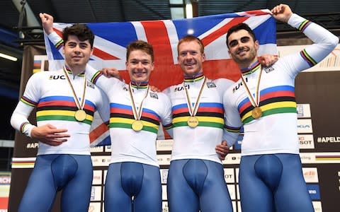 A first world title arrived in 2018 too, courtesy of team pursuit gold in Apeldoorn - Credit: AFP