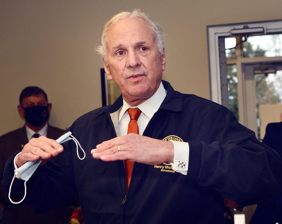 South Carolina Gov. Henry McMaster speaks at a ribbon-cutting for the Northside Medical Clinic in Spartanburg on March 1.