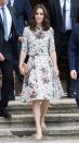 <p>The Duchess wears an Erdem floral top and skirt, a tan clutch, and nude sandals while visiting the Stutthof concentration camp during an official visit to Poland and Germany.</p>