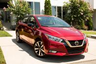 <p>With angular body lines and sleeker proportions, the redesigned Versa looks like a whole new car compared with the frumpy version it replaces.</p>