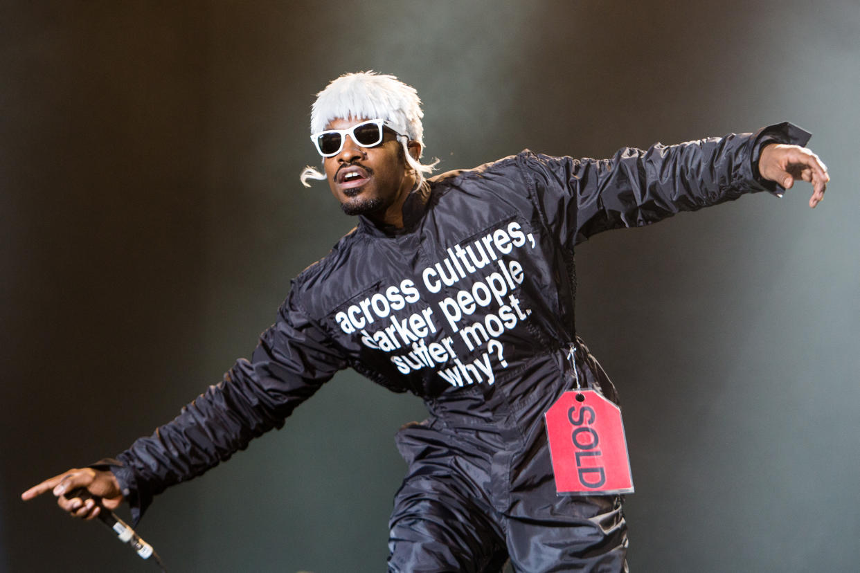 Andre 3000 wore a jumpsuit with the words 