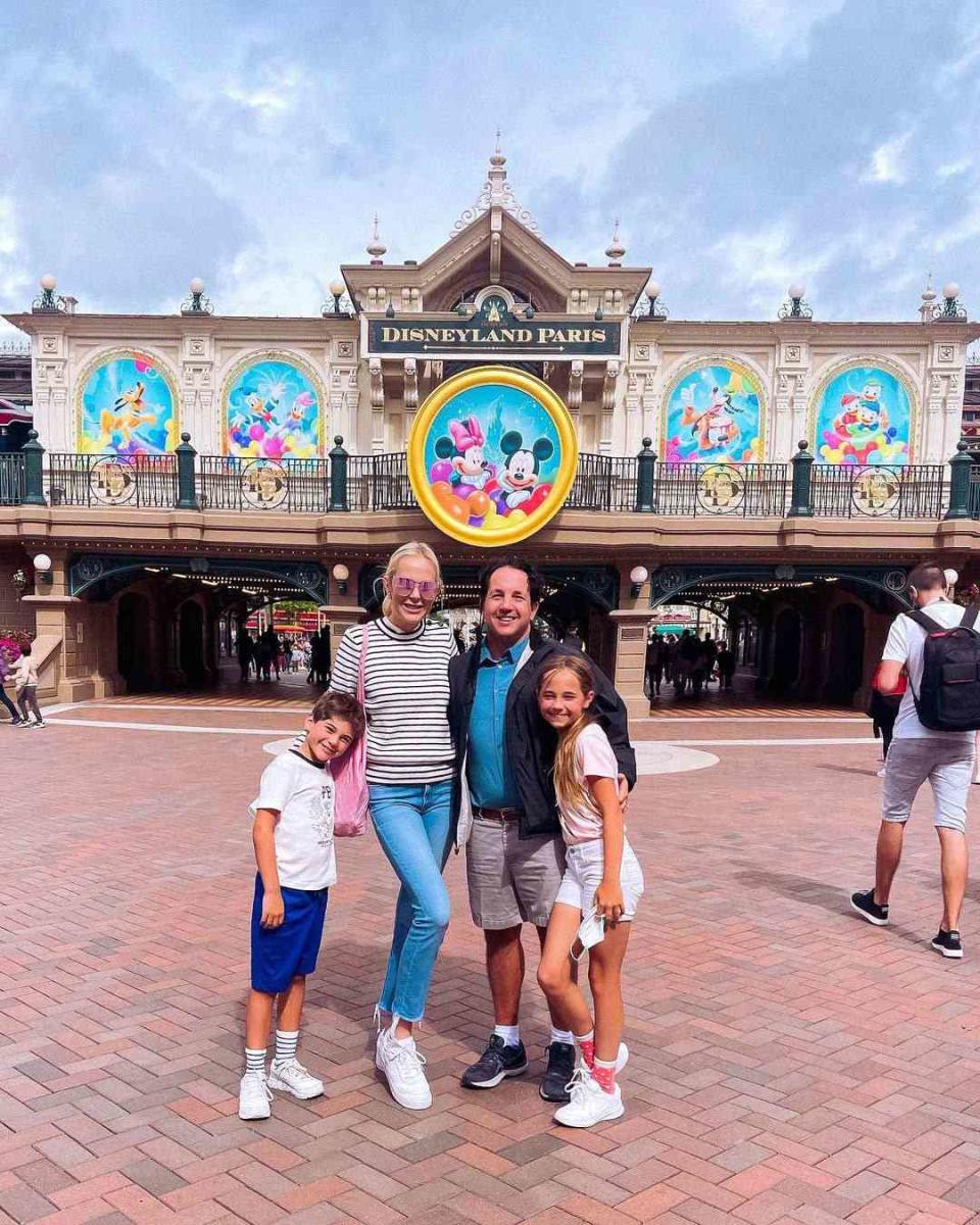 <p>"Soaking up our last days in Europe at Disneyland Paris!!!" <a href="https://www.instagram.com/p/CSVb24UgNFS/" rel="nofollow noopener" target="_blank" data-ylk="slk:wrote;elm:context_link;itc:0;sec:content-canvas" class="link ">wrote</a> the <em>Real Housewives of Dallas</em> star, who has been on a whirlwind tour of Europe with her husband, Court Westcott, and their two kids, son Hilton and daughter Cruise. The group donned Mickey ears and masks while checking out the rides, and, of course, the gift shop!</p>