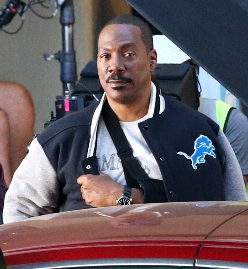 Eddie Murphy Wears His Character's Signature Jacket on Set of Beverly ...