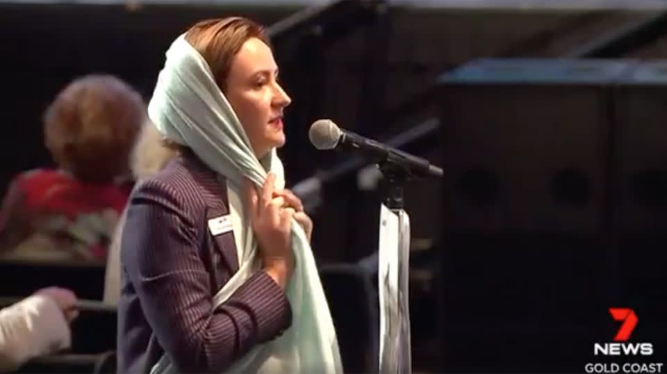 Brooke Patterson called for a ban on children under the age of 10 wearing hijabs in all state schools. Source: 7 News