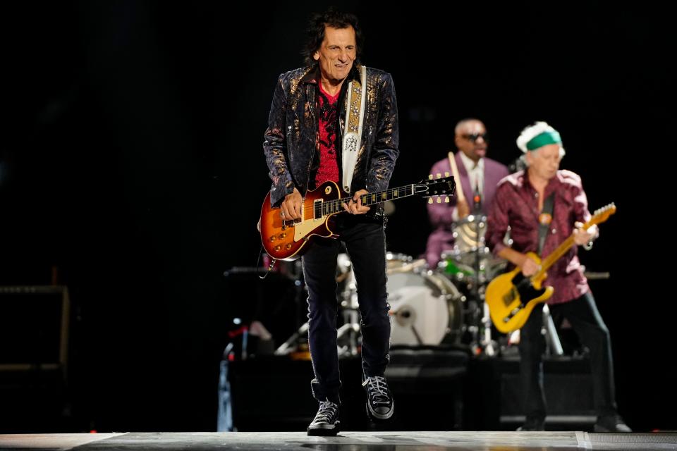 Ronnie Wood performs May 23 during the Rolling Stones concert at MetLife Stadium.