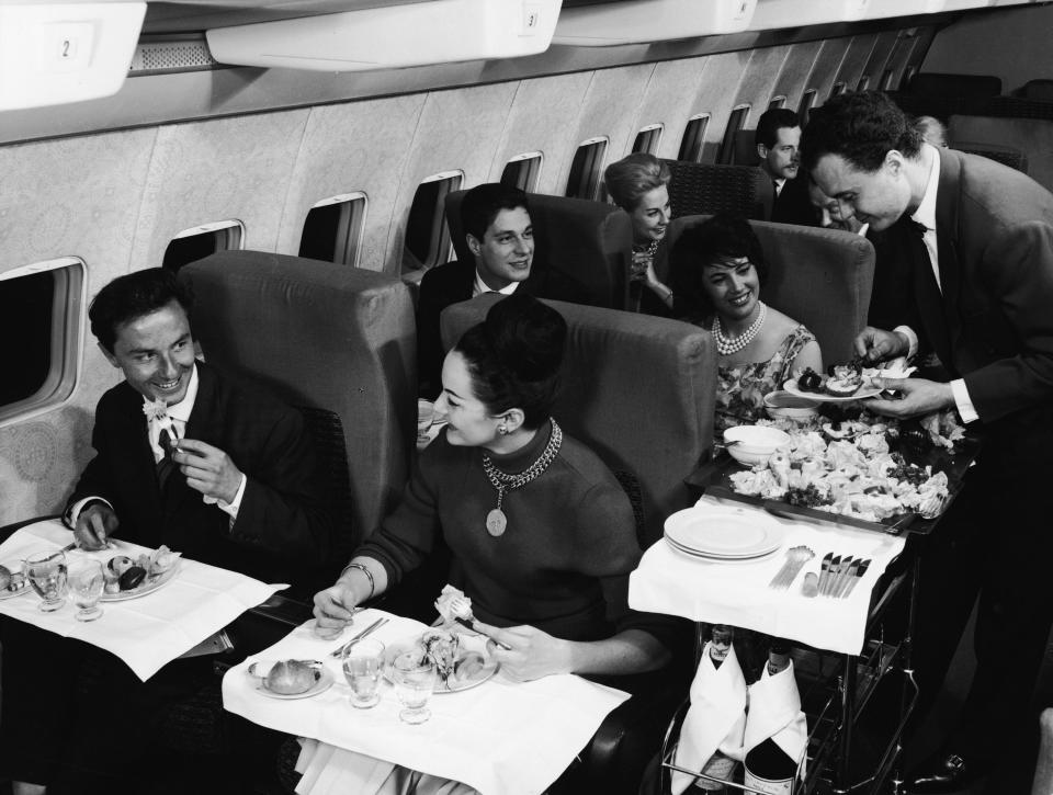 A first-class flight in the 1950s.