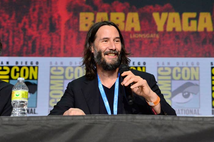 Keanu Reeves speaks onstage during "Collider": Directors on Directing Panel at Comic-Con