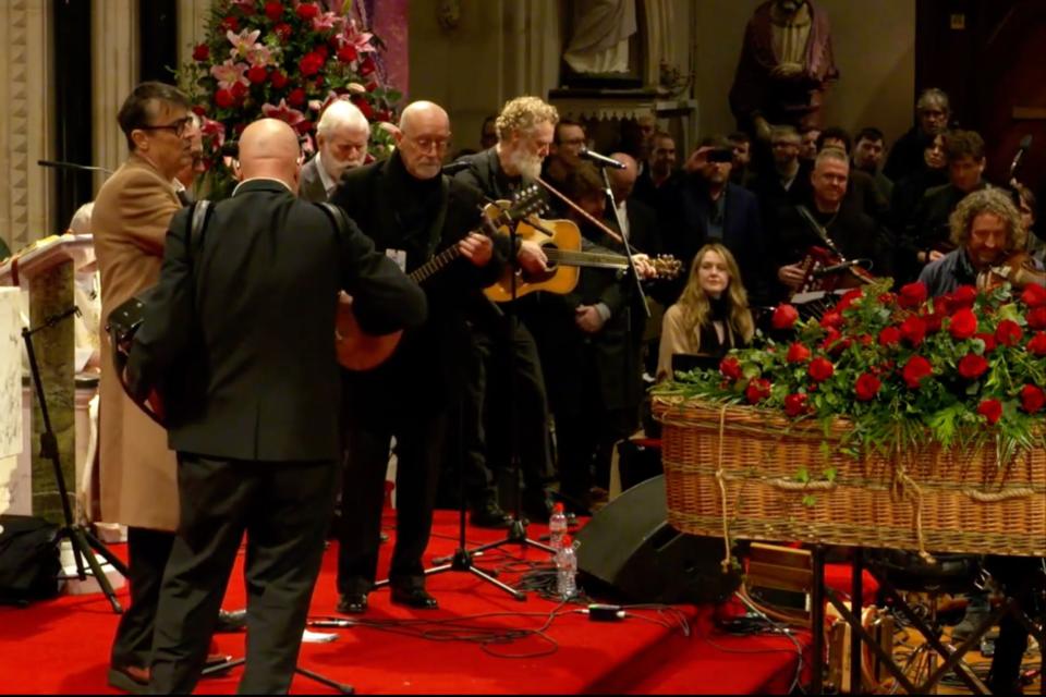 MacGowan’s former bandmates in The Pogues: Jem Finer, Terry Woods, Spider Stacey and James Fearnley (Pogues livestream)