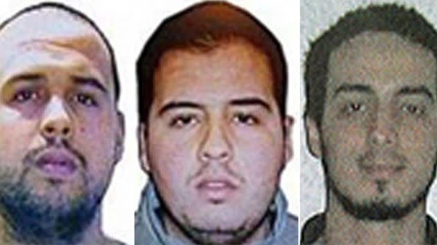 BRUSSELS BOMBERS: Khalid El Bakraoui (left), who detonated a suicide vest on the Metro, brother Ibrahim El Bakraoui (centre), who detonated an explosives-packed suitcase in Brussels airport, and explosives expert and bombmaker Najim Laachraou (right).