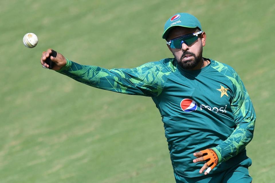 Pakistan’s captain Babar Azam during a practice session (AFP via Getty Images)