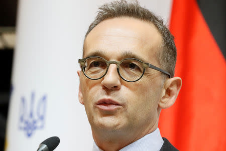 German Foreign Minister Heiko Maas speaks during a news conference following a meeting with his Ukrainian counterpart Pavlo Klimkin in Kiev, Ukraine January 18, 2019. REUTERS/Valentyn Ogirenko