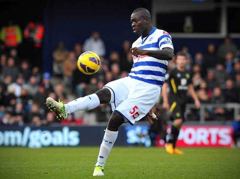 QPR's Christopher Samba controls the ball during a league match against Norwich City at Loftus Road, on February 2, 2013