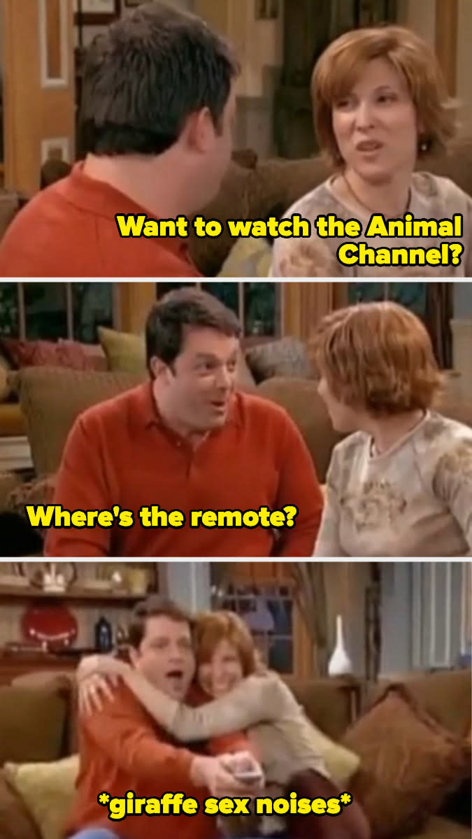 Show: Drake & JoshExplanation (for our kid brains): This one is so blatant but definitely went over my head as a kid!!! But yeah, seems like they're definitely getting turned on by watching animals have sex.