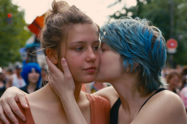 <b>Blue is the Warmest colour by Abdellatif Kechiche</b> Producer: Vincent Maraval, Abdellatif Kechiche, Brahim Chioua Screenplay: Julie Maroh (graphic novel), AbdellatifKechiche and GhaliaLacroix Director of Photography: Sofian El Fani Editor: Camille Toubkis, Albertine Lastera, Ghalia Lacroix, Jean-Marie Lengelle, Sophie Brunet Cast: LéaSeydoux, Adèle Exarchopoulos Adèle is a sensitive fifteen-year-old student when we first meet her. She is, essentially, an ordinary kid, until she realizes that her sexual desires turn more towards her own gender than the boys who ask her out. After meeting a blue-haired stranger, the confident and assertive Emma, Adèle soon finds herself tentatively visiting gay bars, and, shortly thereafter, wrapped in the arms and legs of her new lover, enjoying the delights of first love. As Adèle and Emma move beyond their high-school years and move in together, they discover the complications of a more mature relationship.