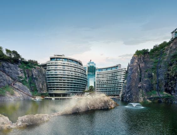 The space age hotel outside Shanghai is carved out of an old quarry (InterContinental Shanghai Wonderland)