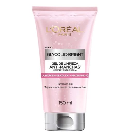 L'Oréal Paris Gel de Limpieza Anti-manchas Glycolic Bright con Ácido Glicólico y Niacinamida todo tipo de manchas, 150ml/Amazon.com.mx