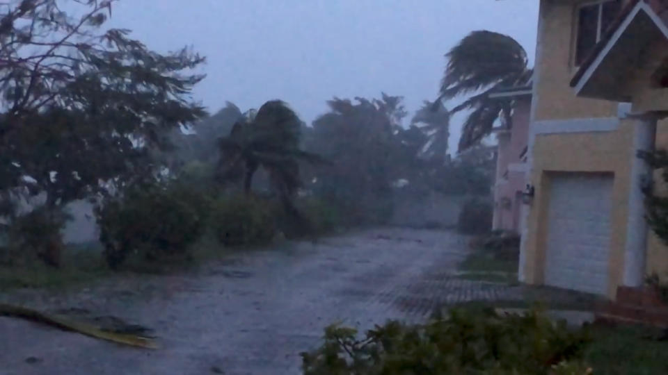 Strong winds batter Oceanhill Boulevard in Freeport, as Hurricane Dorian passes over Grand Bahama Island, Bahamas Sept. 2, 2019. (Photo: Lou Carroll via Reuters)