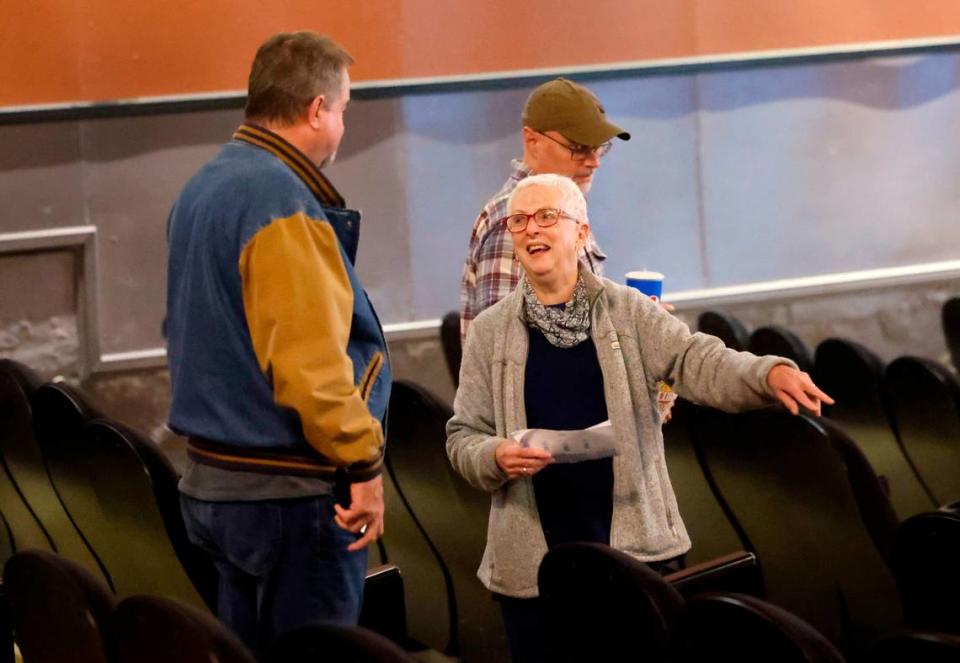 Ann Permar, the mother of Hayes Permar, shows patrons to their assigned seats before Will Hoge with The One Eighties as the opener perform at the Rialto Theater in Raleigh, N.C. on Friday, Nov. 3, 2023.