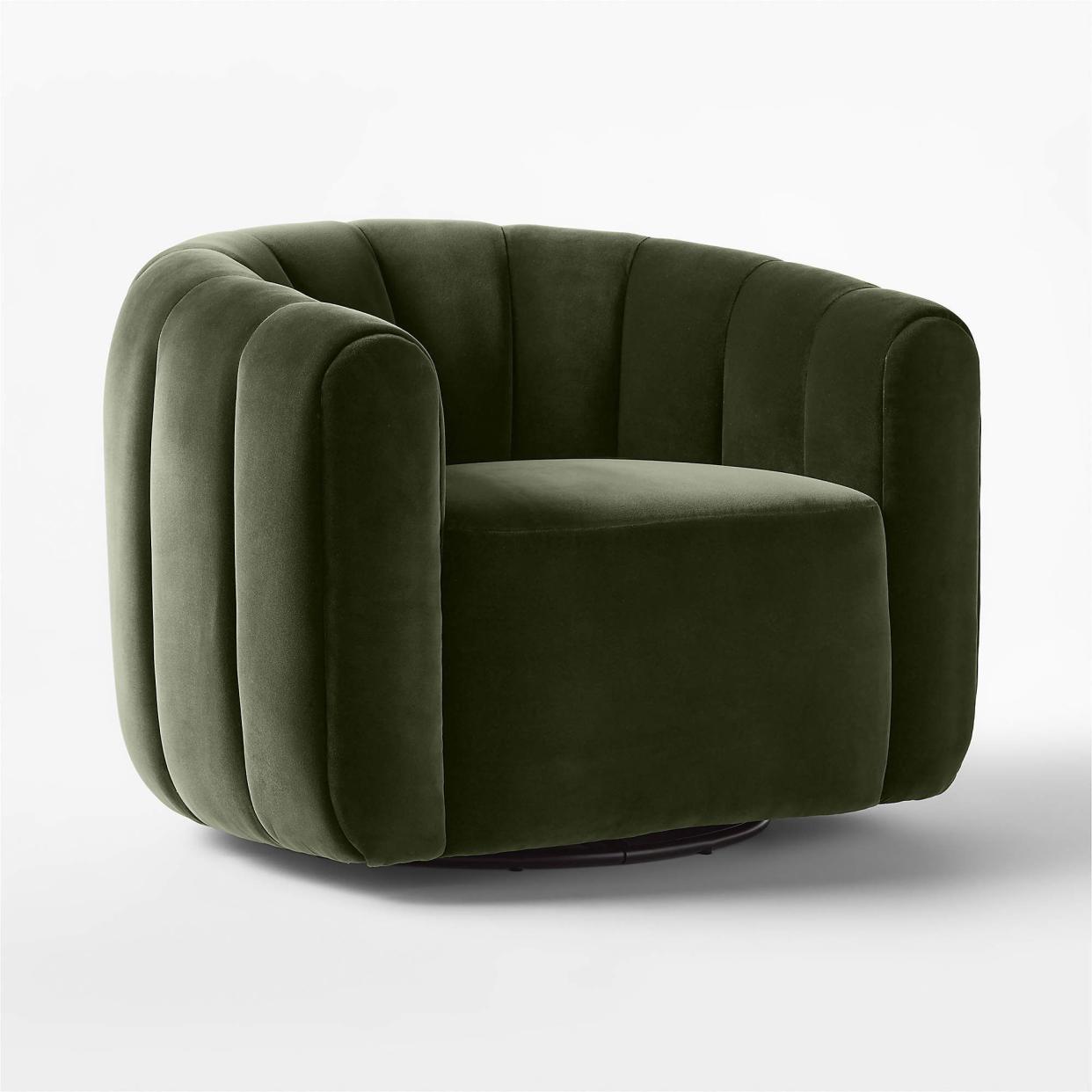 <p><a href="https://go.redirectingat.com?id=74968X1596630&url=https%3A%2F%2Fwww.cb2.com%2Ffitz-channeled-green-velvet-swivel-chair%2Fs455286&sref=https%3A%2F%2Fwww.esquire.com%2Flifestyle%2Fg60245226%2Fbest-swivel-chairs%2F" rel="nofollow noopener" target="_blank" data-ylk="slk:Shop Now;elm:context_link;itc:0;sec:content-canvas" class="link rapid-noclick-resp">Shop Now</a></p><p>Fitz Velvet Swivel Chair</p><p>cb2.com</p><p>$1099.00</p>