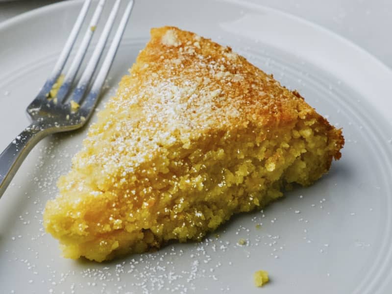 A piece of lemon cake.