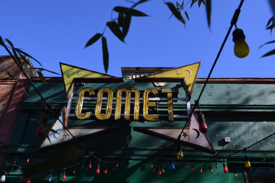 Comet Ping Pong, a pizzeria in Washington, D.C., is seen on Monday Dec. 5, 2016 after a man named Edgar Maddison Welch was arrested for opening fire inside the restaurant. The incident was linked to a series of fake news stories that have been dubbed 'Pizzagate'. (Matt McClain/The Washington Post via Getty Images)