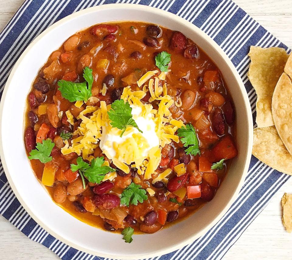 Vegetarian Chili with Tortilla Crisps