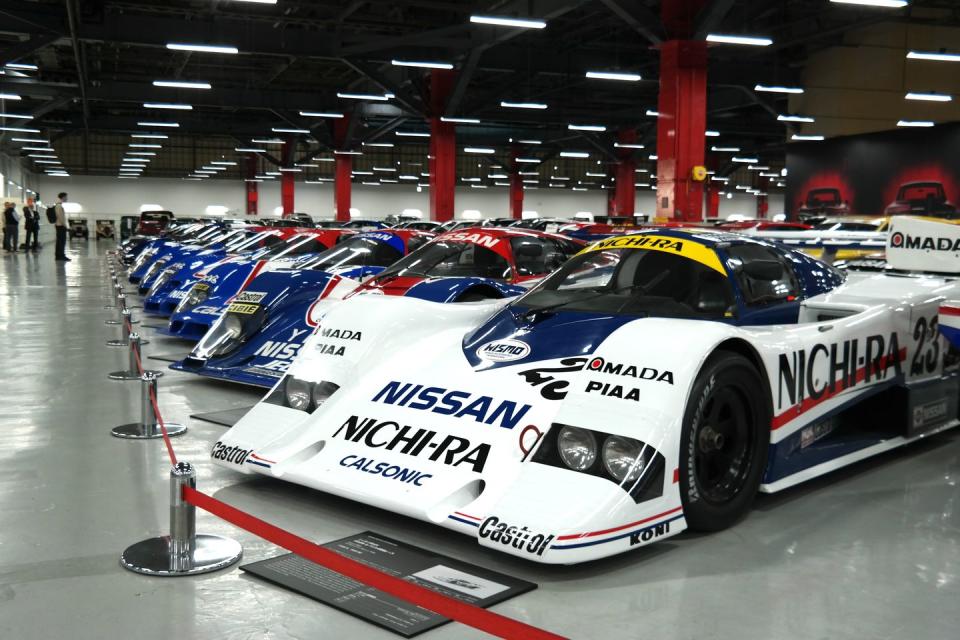 <p>Look to the right and you'll be greeted to a line of spectacular mid-engine IMSA, Le Mans, and Group C prototypes from the Eighties and Nineties. </p>