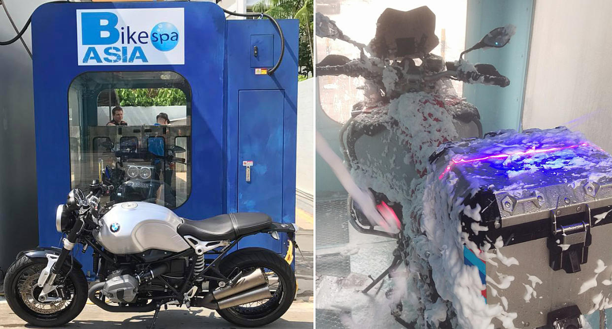 Motorcycles being cleaned at Bike Spa Singapore (Photos: Bike Spa Singapore | Facebook)