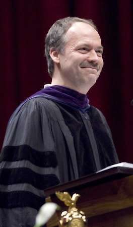 Will Shortz delivers the commencement address at Indiana University in 2008.