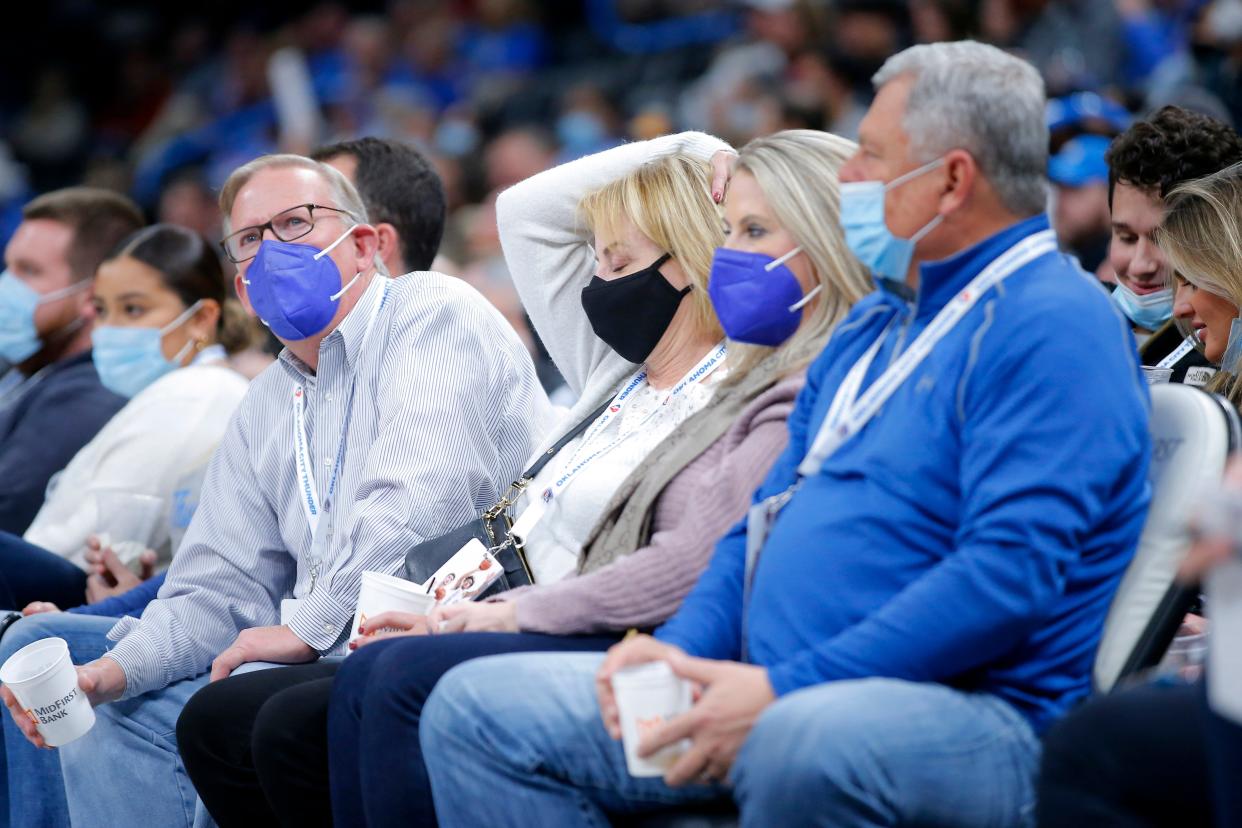 Thunder fans are encouraged to wear face masks at games, but they are no longer required.