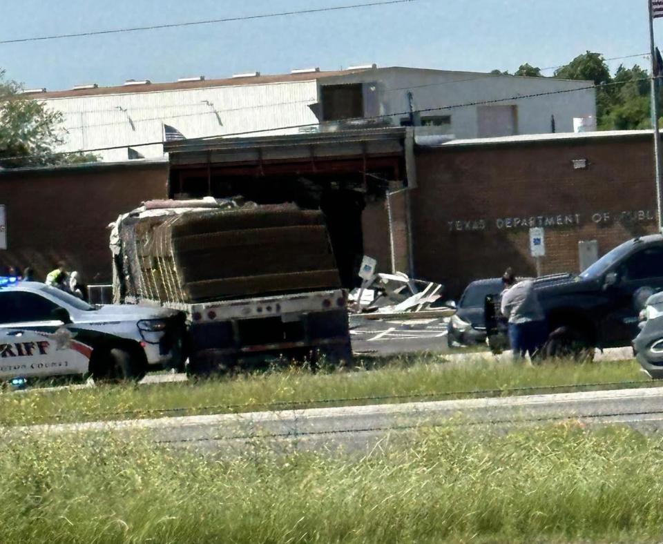 The driver of a stolen semitrailer intentionally rammed it into a Texas public safety office in a rural town west of Houston on Friday, injuring multiple people, according to a state lawmaker. / Credit: Hay Girl LLC