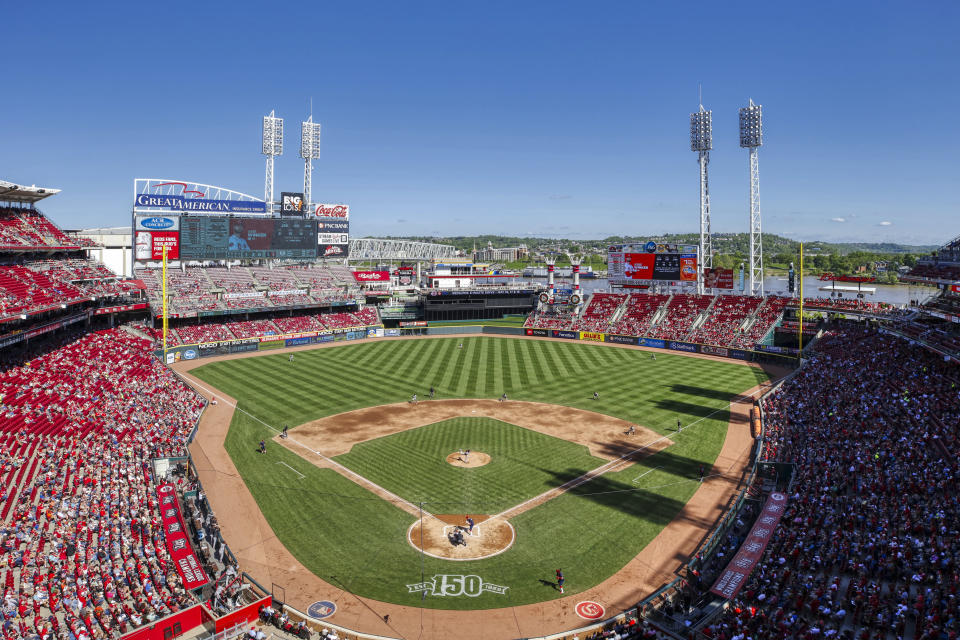 CINCINNATI, OH - MAY 05: General view of the ball park from the upper level as the Cincinnati Reds play against the San Francisco Giants at Great American Ball Park on May 5, 2019 in Cincinnati, Ohio. The Giants won 6-5. (Photo by Joe Robbins/Getty Images)