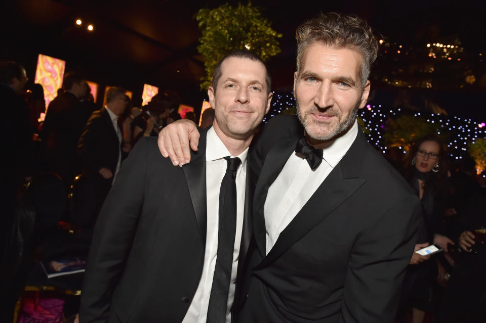 LOS ANGELES, CA - SEPTEMBER 17:  D.B. Weiss (L) and David Benioff attend HBO's Official 2018 Emmy After Party on September 17, 2018 in Los Angeles, California. (Photo by Jeff Kravitz/FilmMagic for HBO)