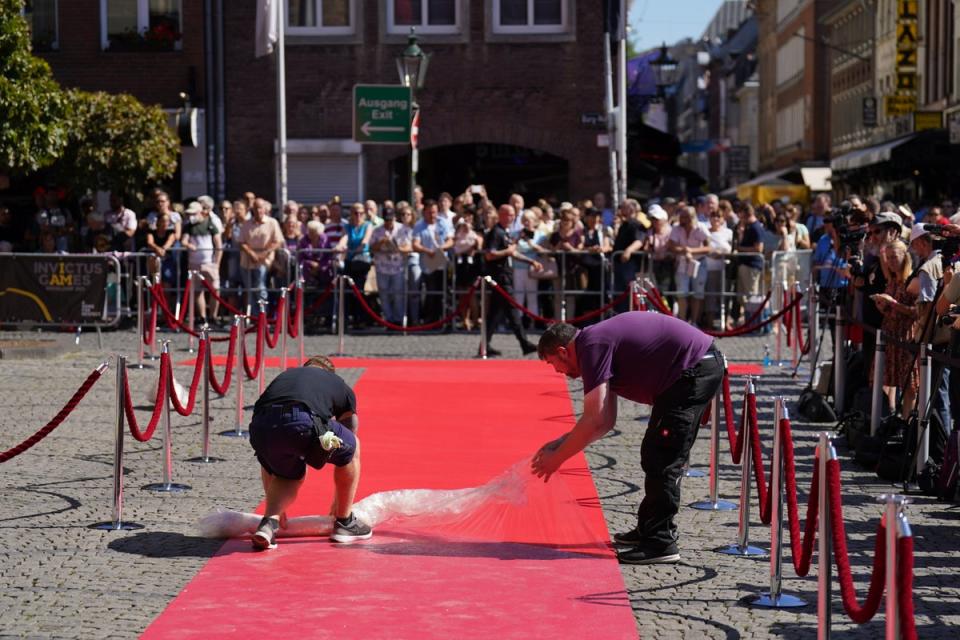 The red carpet is laid out before the Duke and Duchess of Sussex arrive (Joe Giddens/PA) (PA Wire)