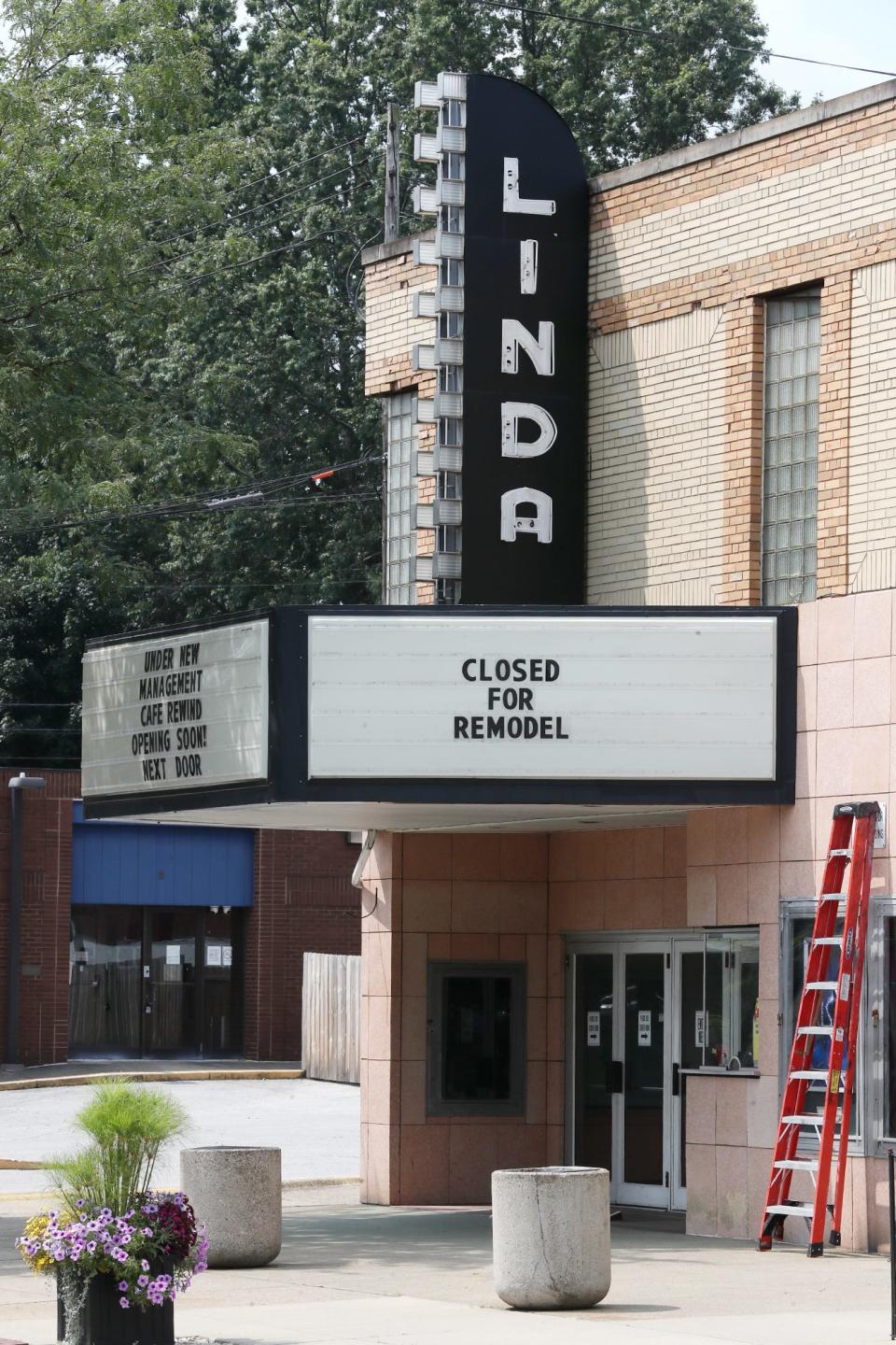 Scott Summers and Dave Schweyer, co-owners of the Linda Theater in Akron are sprucing up the Goodyear Heights movie house.