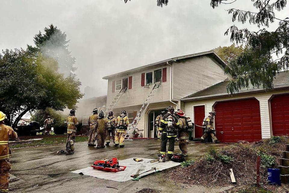 The scene of a fire on the 100 block of Kime Avenue in Bendersville, Saturday, Oct. 14, 2023.