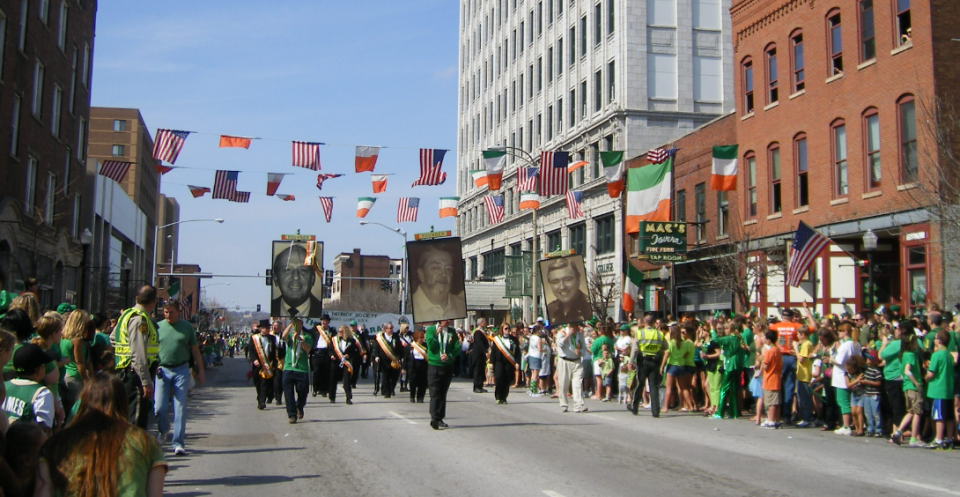 The St. Patrick Society of the QC Grand Parade on 3rd Street in downtown Davenport.