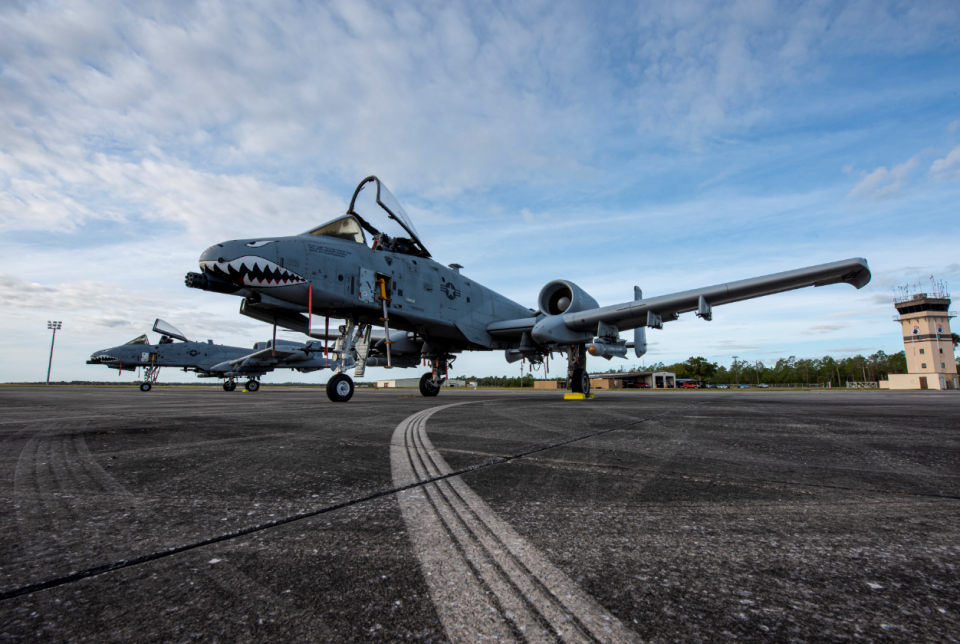 U.S. Air Force A-10 Thunderbolt II aircraft assigned to Moody Air Force Base, Georgia, parked at Avon Park Air Force Range, Florida during a command and control exercise. The Avon Park Air Force Range has stated that adding mobile home parks to the lineup at Canopy Oaks will hinder the Air Force's mission.