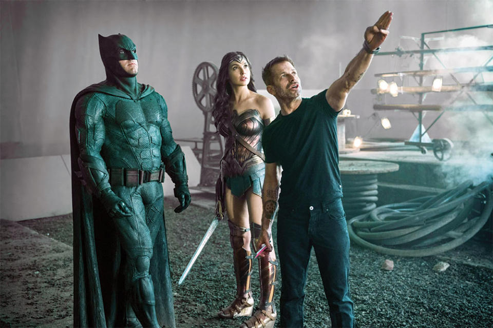 Affleck with Gal Gadot and Zack Snyder on 2017’s Justice League
