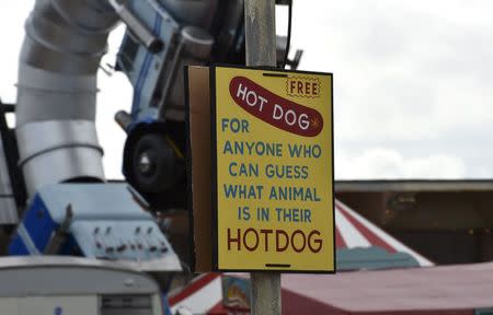 A sign is pictured at 'Dismaland', a theme park-styled art installation by British artist Banksy, at Weston-Super-Mare in southwest England, Britain, August 20, 2015. REUTERS/Toby Melville