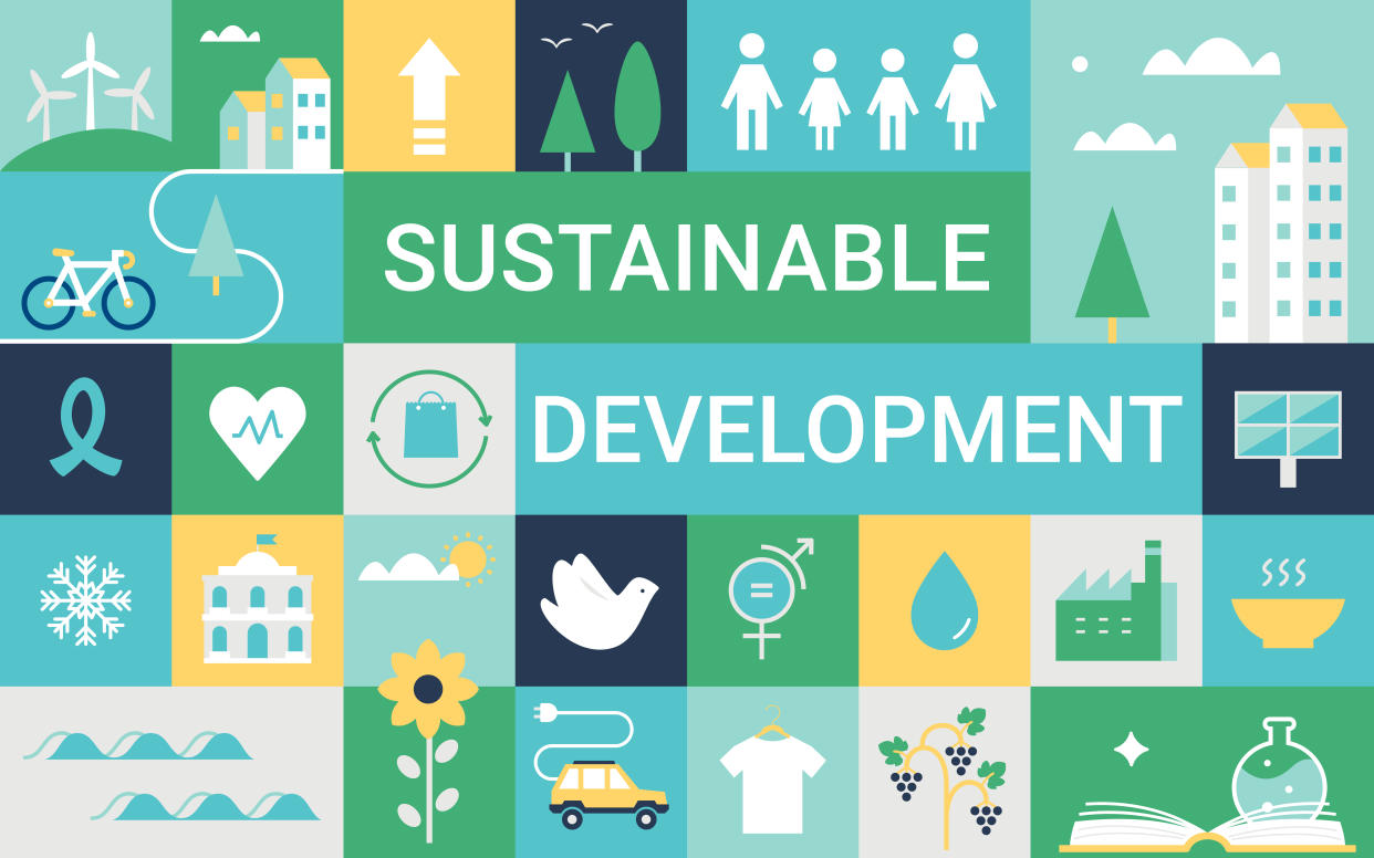 Sustainable Development Goals and Living Implementation. Concept Vector Illustration.