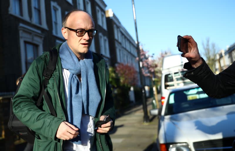 Dominic Cummings, special advisor for Britain's Prime Minister Boris Johnson, leaves his home, as the spread of the coronavirus disease (COVID-19) continues, in London
