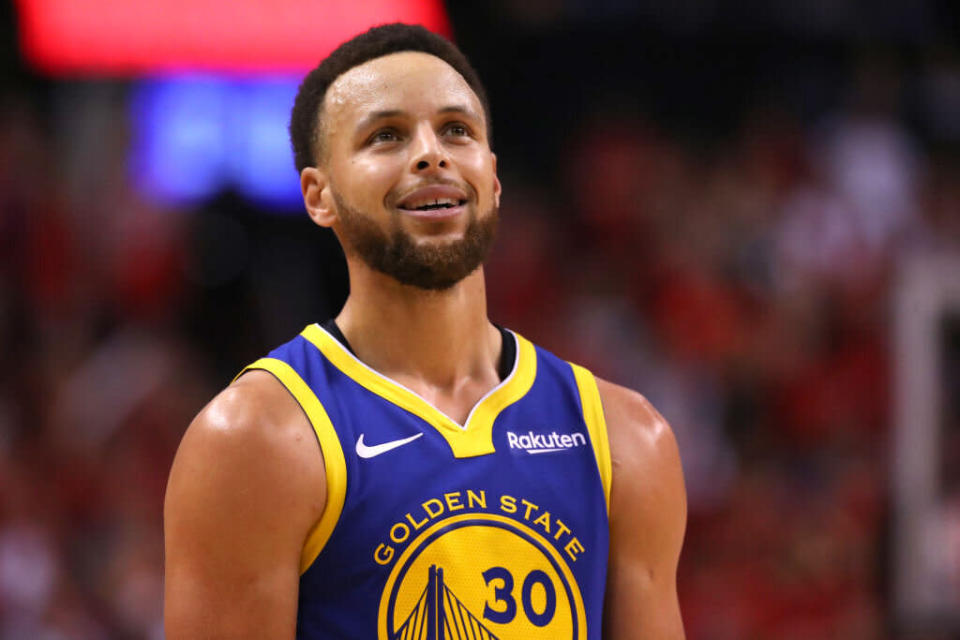 Golden State Warriors point guard Stephen Curry was the last Splash Brother standing in Game 2. (Getty Images)