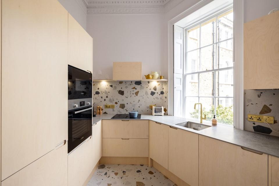 modern kitchen plywood terrazzo